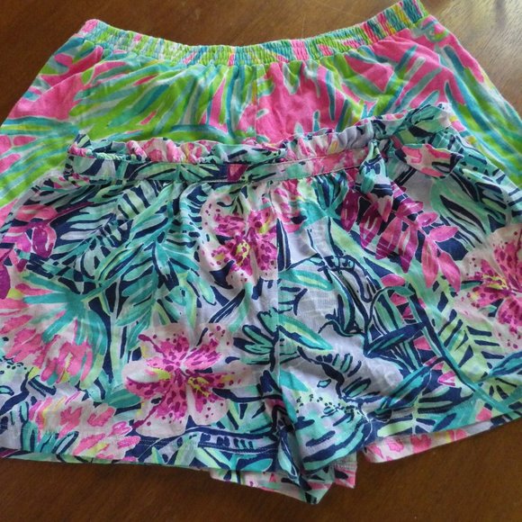 2 Pair Girls Shorts Lilly Pulitzer Tropical Print XL 12-14